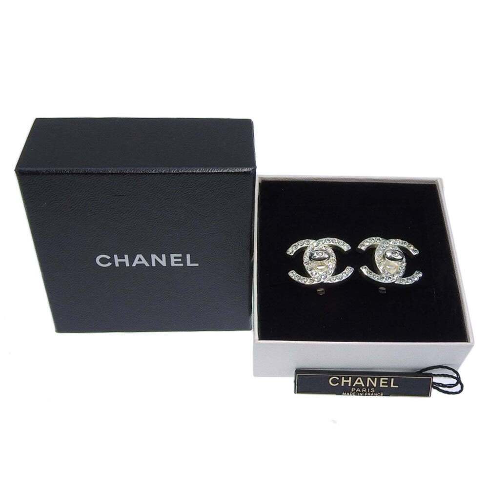 CHANEL Authentic Silver Logo Earrings - Picture 5 of 5